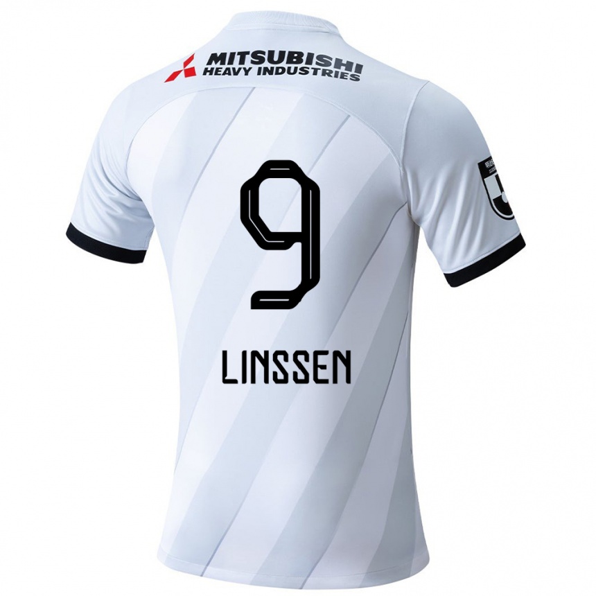 Niño Fútbol Camiseta Bryan Linssen #9 Gris Blanco 2ª Equipación 2024/25 México