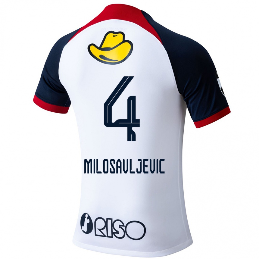 Niño Fútbol Camiseta Radomir Milosavljevic #4 Blanco Azul Rojo 2ª Equipación 2024/25 México