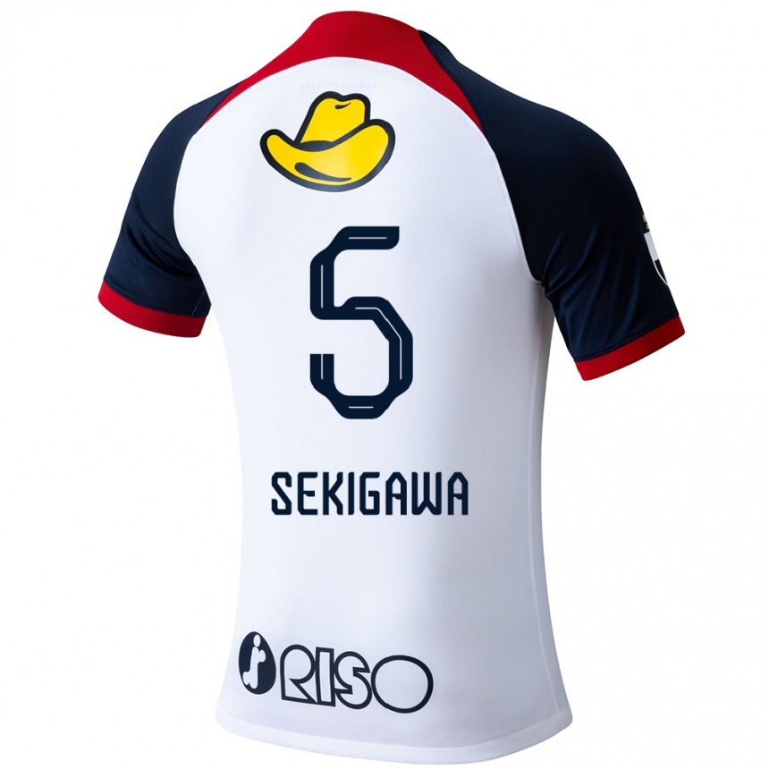 Niño Fútbol Camiseta Ikuma Sekigawa #5 Blanco Azul Rojo 2ª Equipación 2024/25 México