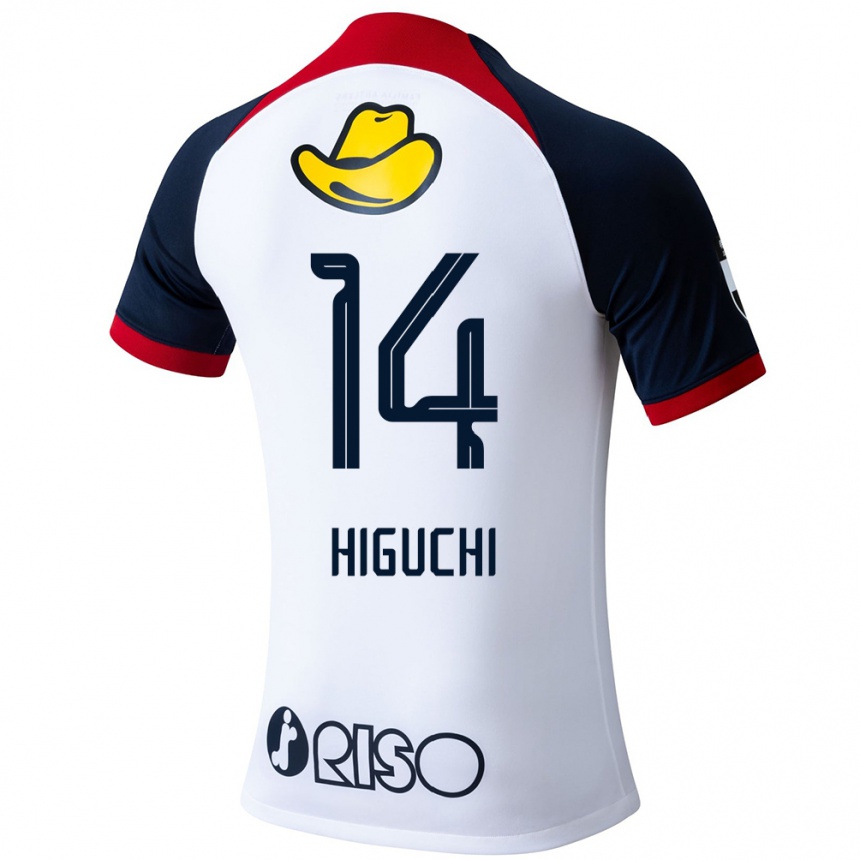 Niño Fútbol Camiseta Yuta Higuchi #14 Blanco Azul Rojo 2ª Equipación 2024/25 México