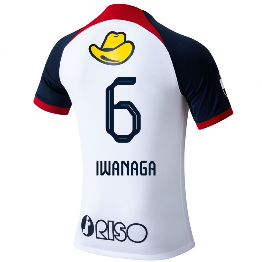 Niño Fútbol Camiseta Yoshiki Iwanaga #6 Blanco Azul Rojo 2ª Equipación 2024/25 México