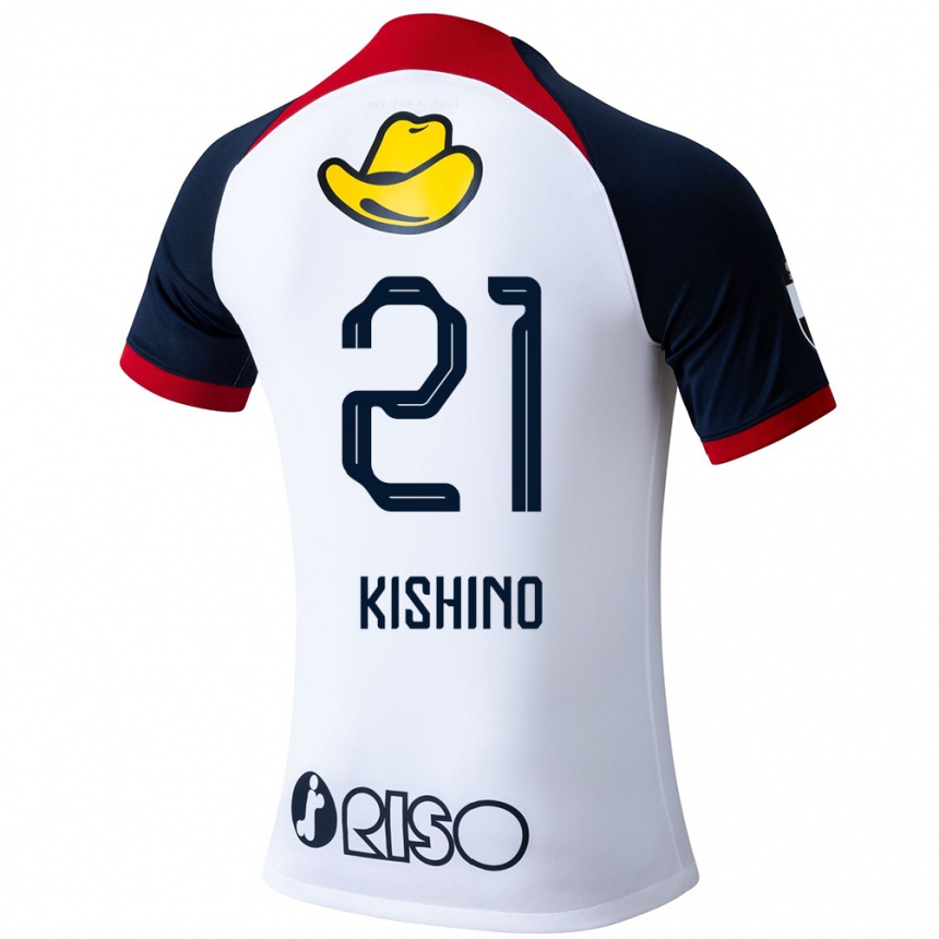 Niño Fútbol Camiseta Eita Kishino #21 Blanco Azul Rojo 2ª Equipación 2024/25 México