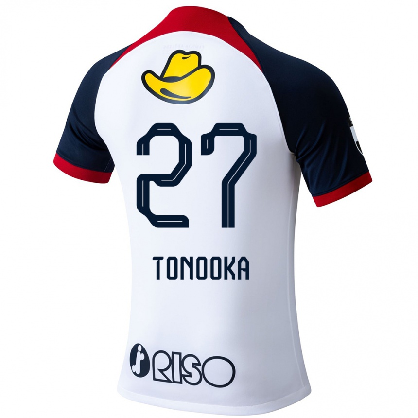 Niño Fútbol Camiseta Ryota Tonooka #27 Blanco Azul Rojo 2ª Equipación 2024/25 México