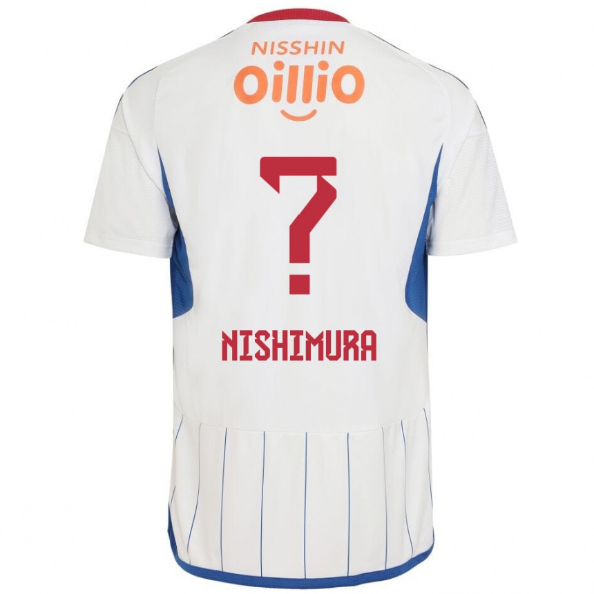 Niño Fútbol Camiseta Takuma Nishimura #0 Blanco Azul Rojo 2ª Equipación 2024/25 México