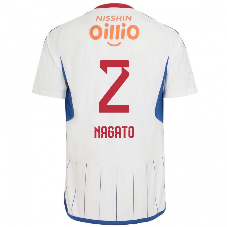 Niño Fútbol Camiseta Katsuya Nagato #2 Blanco Azul Rojo 2ª Equipación 2024/25 México