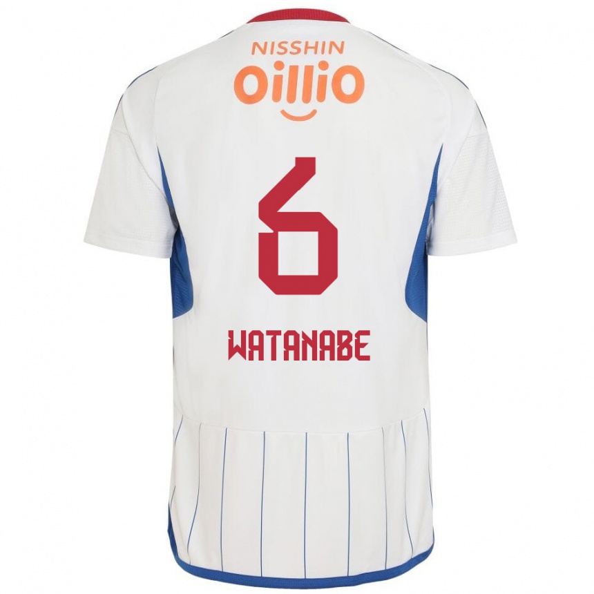 Niño Fútbol Camiseta Kota Watanabe #6 Blanco Azul Rojo 2ª Equipación 2024/25 México