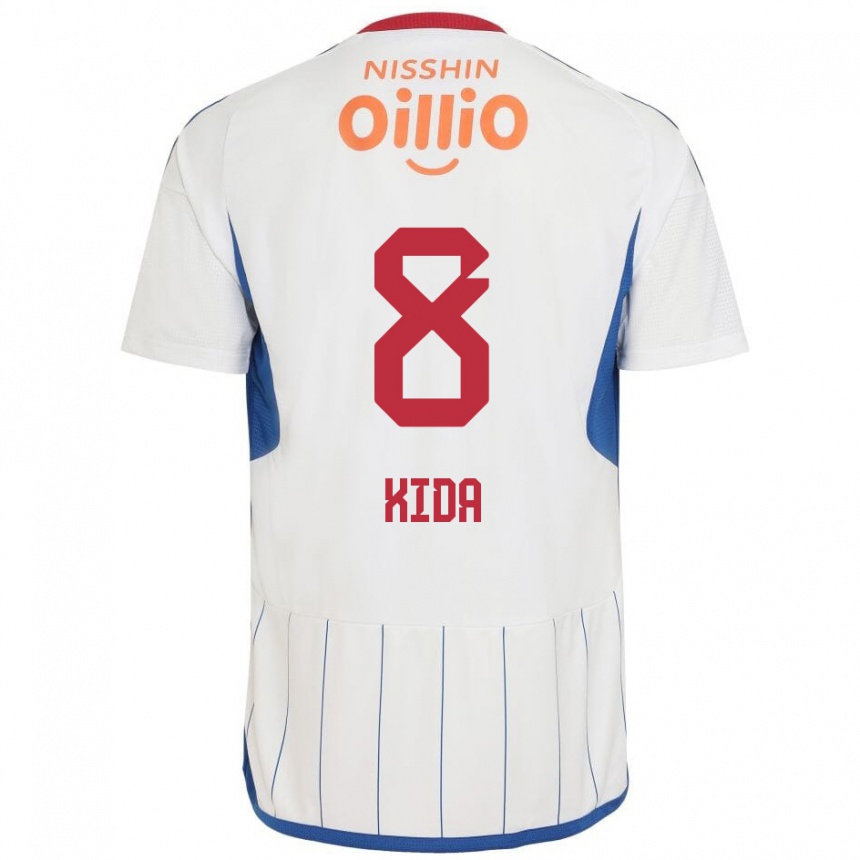 Niño Fútbol Camiseta Takuya Kida #8 Blanco Azul Rojo 2ª Equipación 2024/25 México