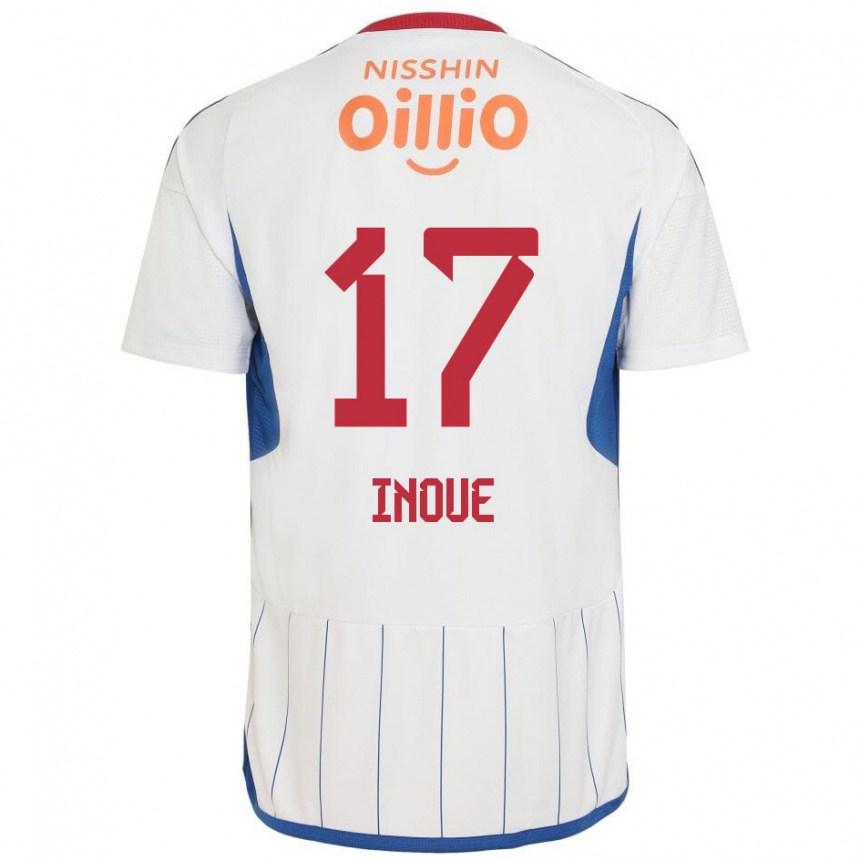 Niño Fútbol Camiseta Kenta Inoue #17 Blanco Azul Rojo 2ª Equipación 2024/25 México