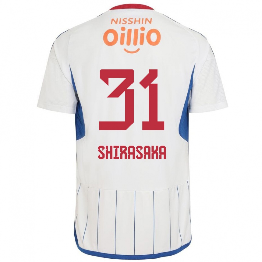 Niño Fútbol Camiseta Fuma Shirasaka #31 Blanco Azul Rojo 2ª Equipación 2024/25 México