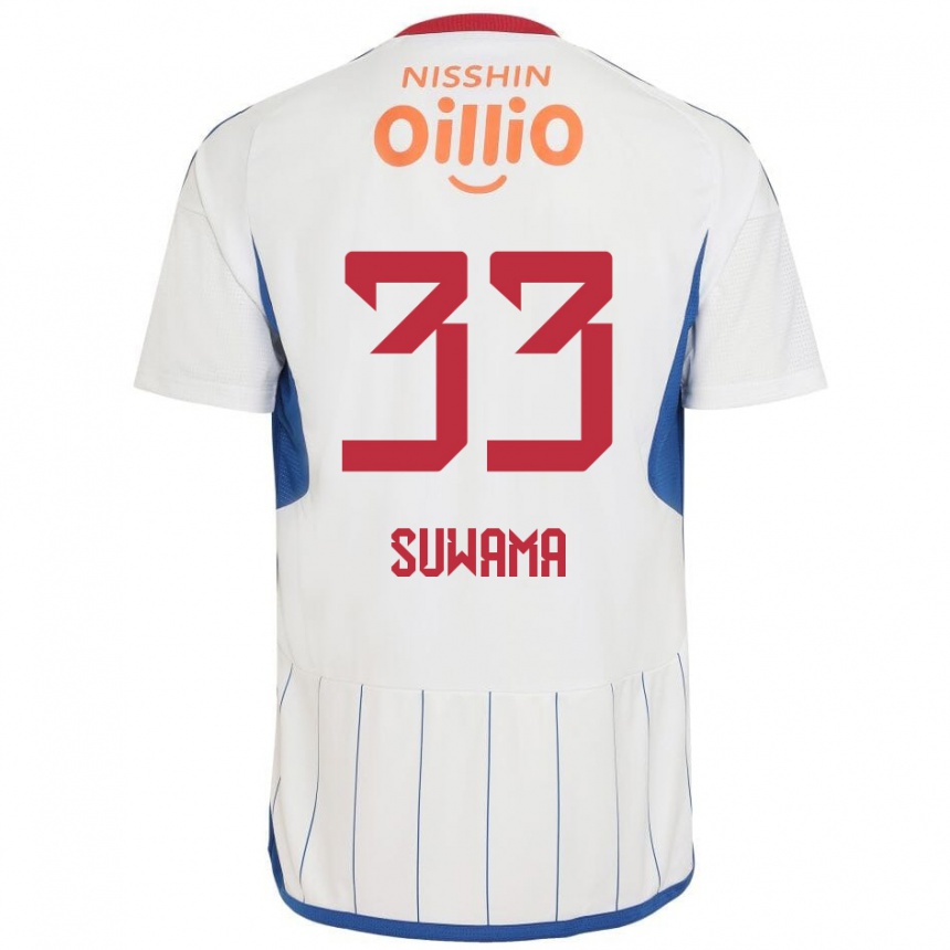 Niño Fútbol Camiseta Kosei Suwama #33 Blanco Azul Rojo 2ª Equipación 2024/25 México