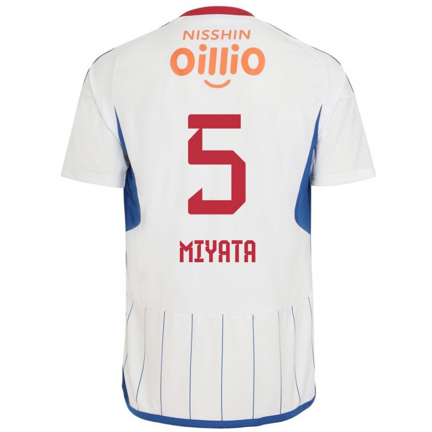 Niño Fútbol Camiseta Haru Miyata #5 Blanco Azul Rojo 2ª Equipación 2024/25 México