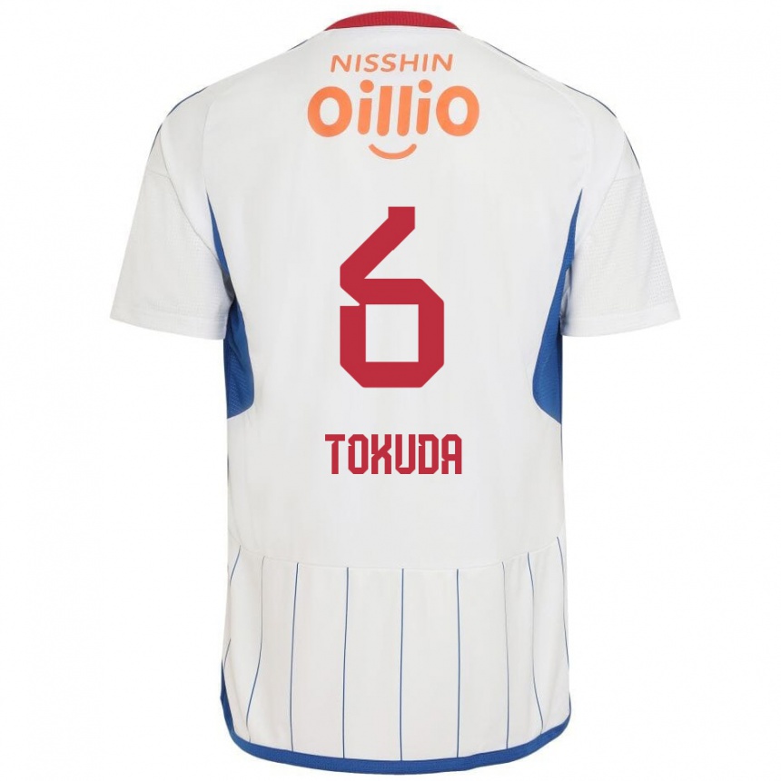 Niño Fútbol Camiseta Yuma Tokuda #6 Blanco Azul Rojo 2ª Equipación 2024/25 México