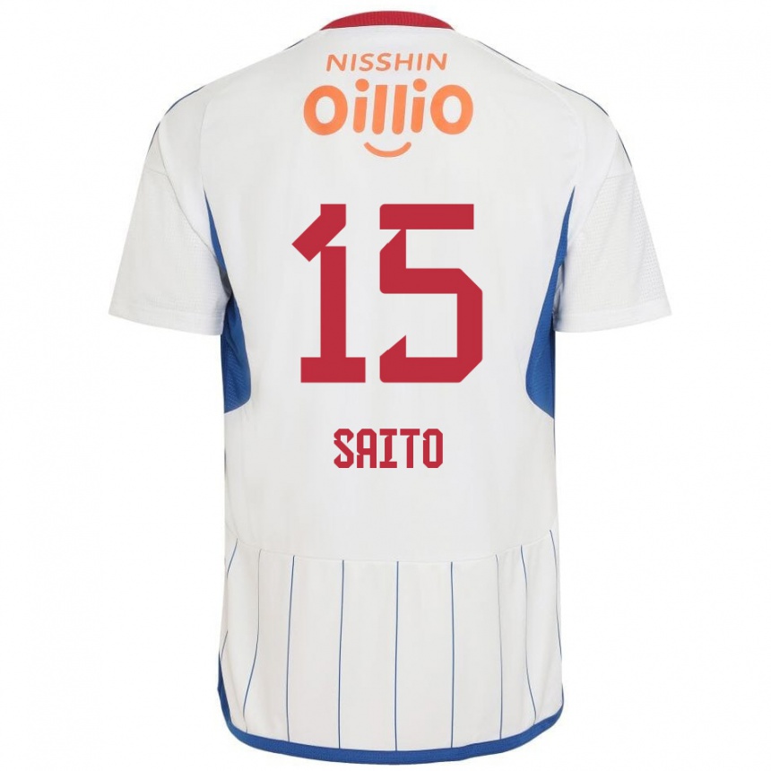 Niño Fútbol Camiseta Haru Saito #15 Blanco Azul Rojo 2ª Equipación 2024/25 México