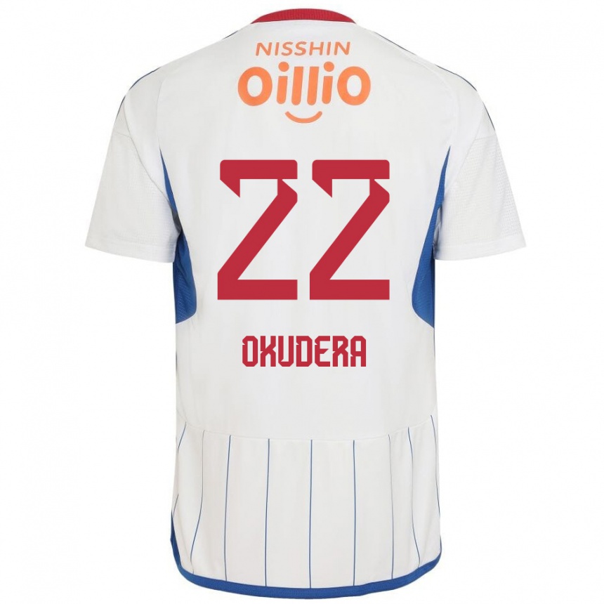 Niño Fútbol Camiseta Minato Okudera #22 Blanco Azul Rojo 2ª Equipación 2024/25 México