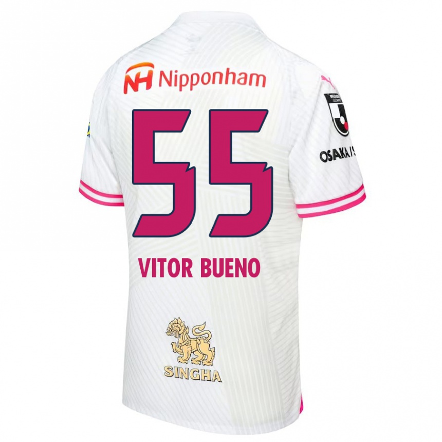 Niño Fútbol Camiseta Vitor Bueno #55 Blanco Rosa 2ª Equipación 2024/25 México