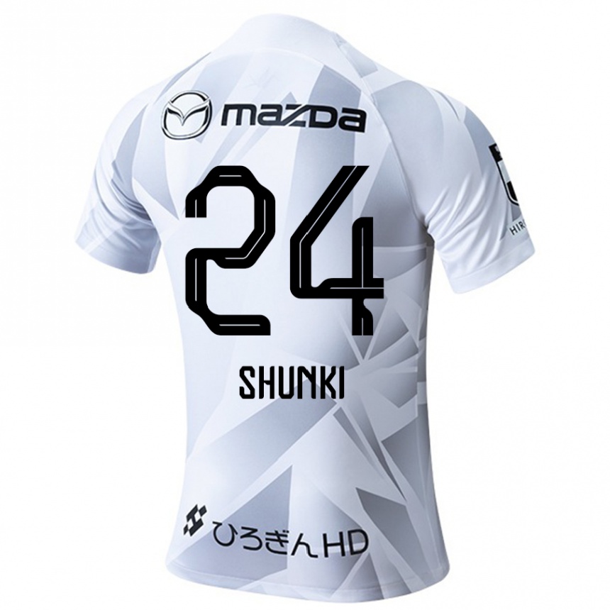 Niño Fútbol Camiseta Shunki Higashi #24 Blanco Gris Negro 2ª Equipación 2024/25 México