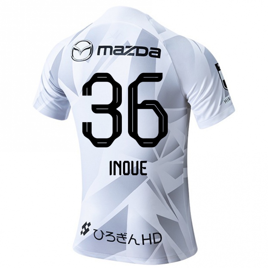 Niño Fútbol Camiseta Aren Inoue #36 Blanco Gris Negro 2ª Equipación 2024/25 México