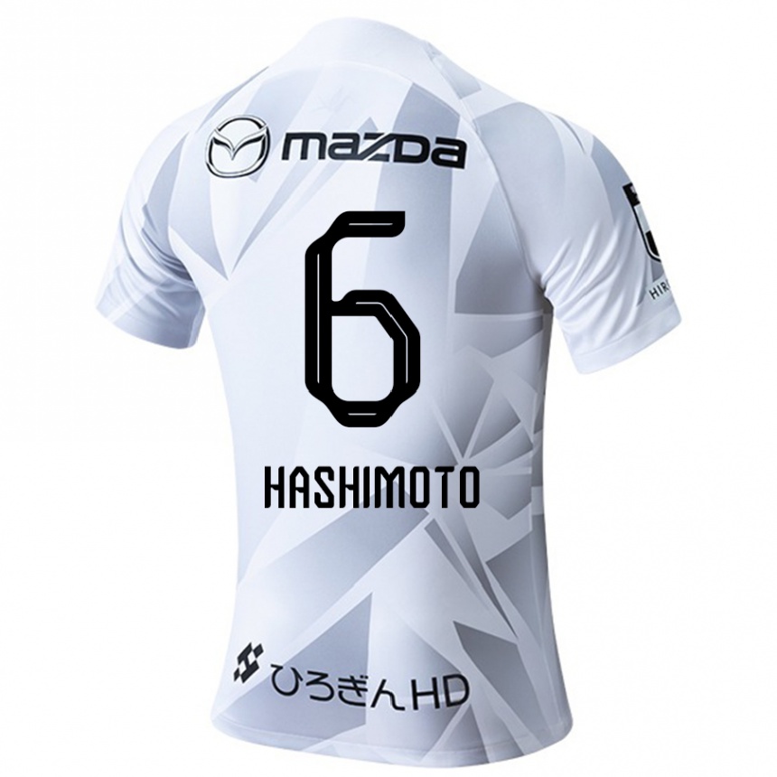 Niño Fútbol Camiseta Hinata Hashimoto #6 Blanco Gris Negro 2ª Equipación 2024/25 México