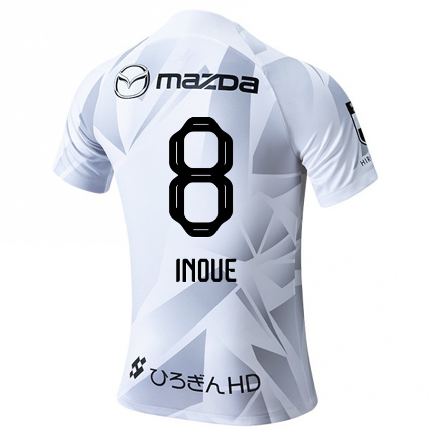 Niño Fútbol Camiseta Akashi Inoue #8 Blanco Gris Negro 2ª Equipación 2024/25 México