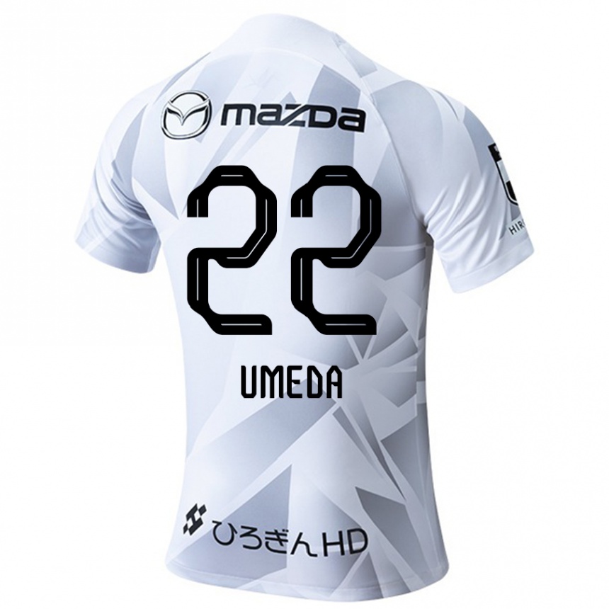 Niño Fútbol Camiseta Taiga Umeda #22 Blanco Gris Negro 2ª Equipación 2024/25 México