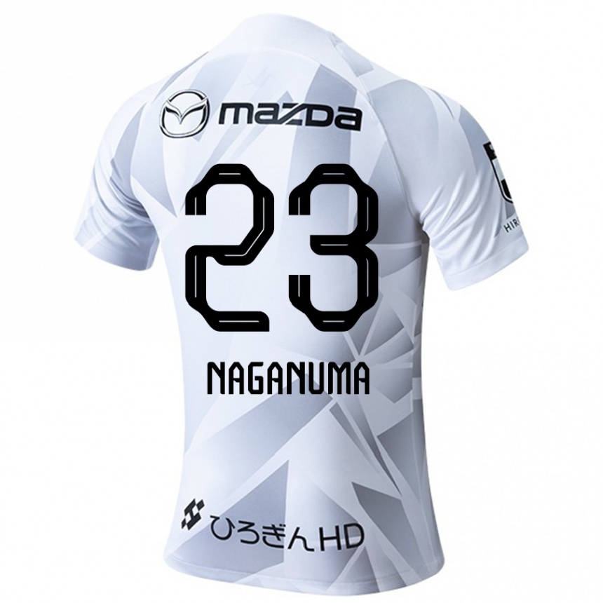 Niño Fútbol Camiseta Seimei Naganuma #23 Blanco Gris Negro 2ª Equipación 2024/25 México