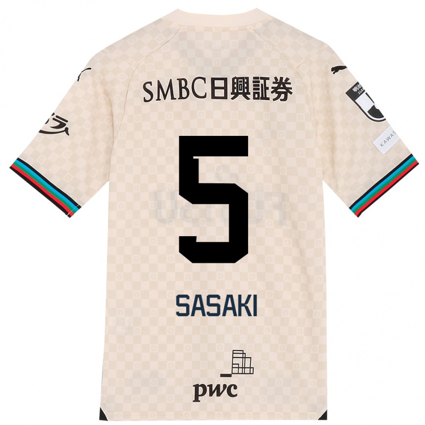 Niño Fútbol Camiseta Asahi Sasaki #5 Blanco Gris 2ª Equipación 2024/25 México