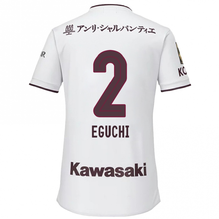 Niño Fútbol Camiseta Takuma Eguchi #2 Blanco Rojo 2ª Equipación 2024/25 México