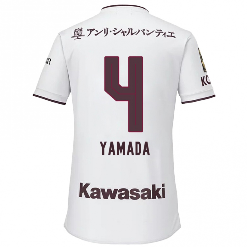 Niño Fútbol Camiseta Kaito Yamada #4 Blanco Rojo 2ª Equipación 2024/25 México