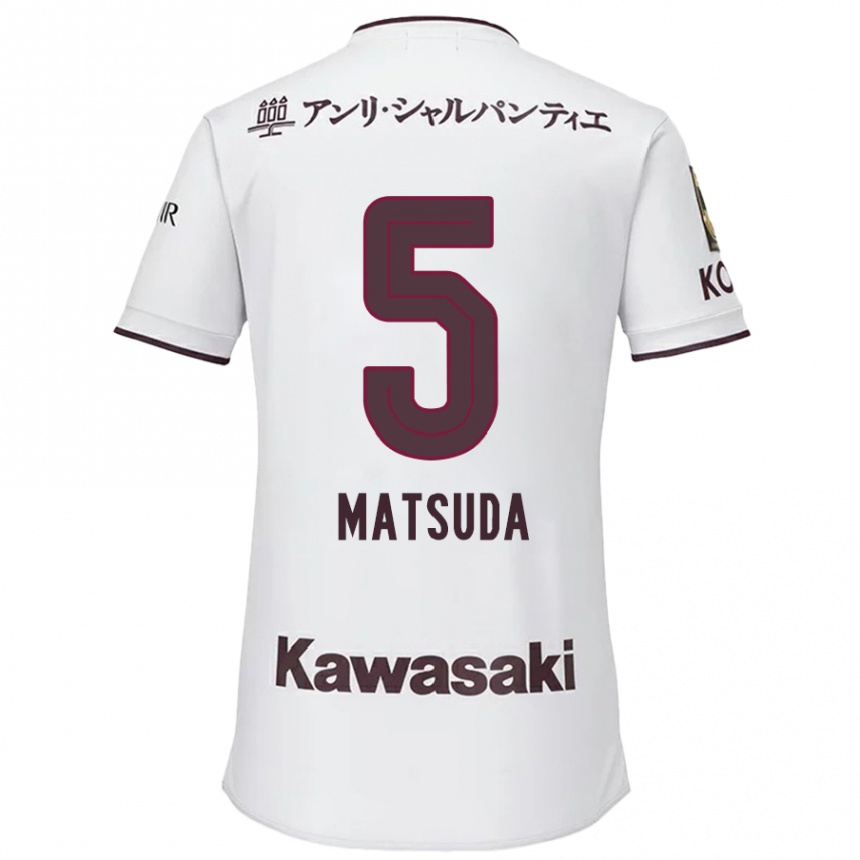 Niño Fútbol Camiseta Shido Matsuda #5 Blanco Rojo 2ª Equipación 2024/25 México