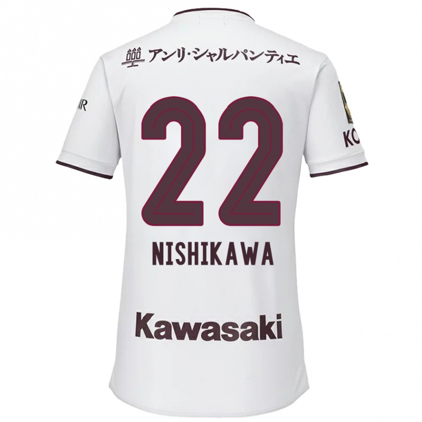 Niño Fútbol Camiseta Aiku Nishikawa #22 Blanco Rojo 2ª Equipación 2024/25 México