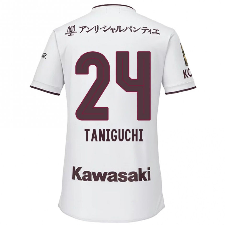 Niño Fútbol Camiseta Hiroto Taniguchi #24 Blanco Rojo 2ª Equipación 2024/25 México