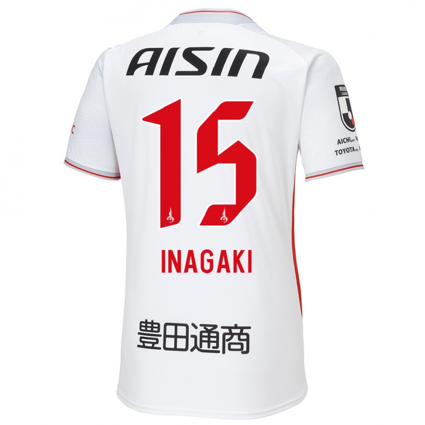 Niño Fútbol Camiseta Sho Inagaki #15 Blanco Amarillo Rojo 2ª Equipación 2024/25 México