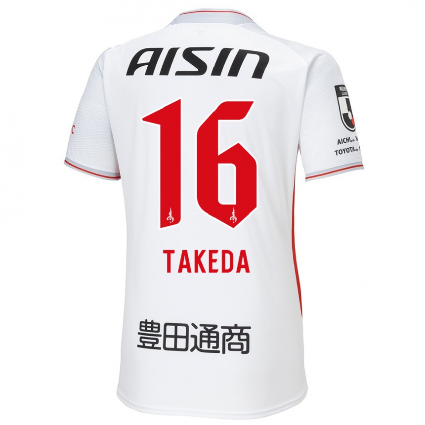 Niño Fútbol Camiseta Yohei Takeda #16 Blanco Amarillo Rojo 2ª Equipación 2024/25 México