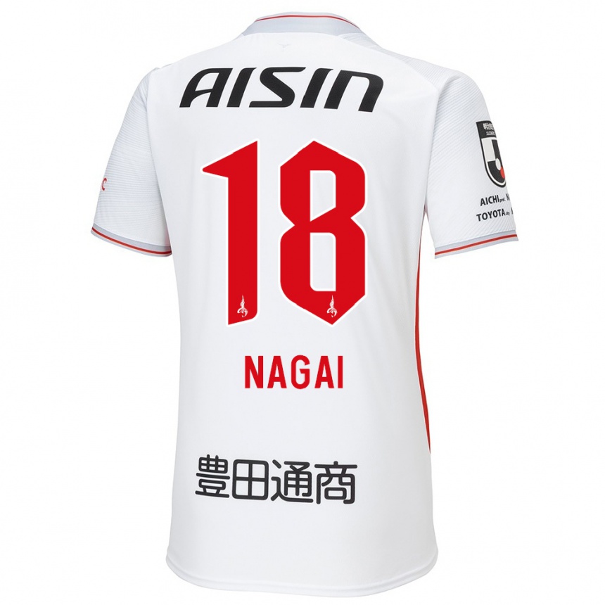 Niño Fútbol Camiseta Kensuke Nagai #18 Blanco Amarillo Rojo 2ª Equipación 2024/25 México