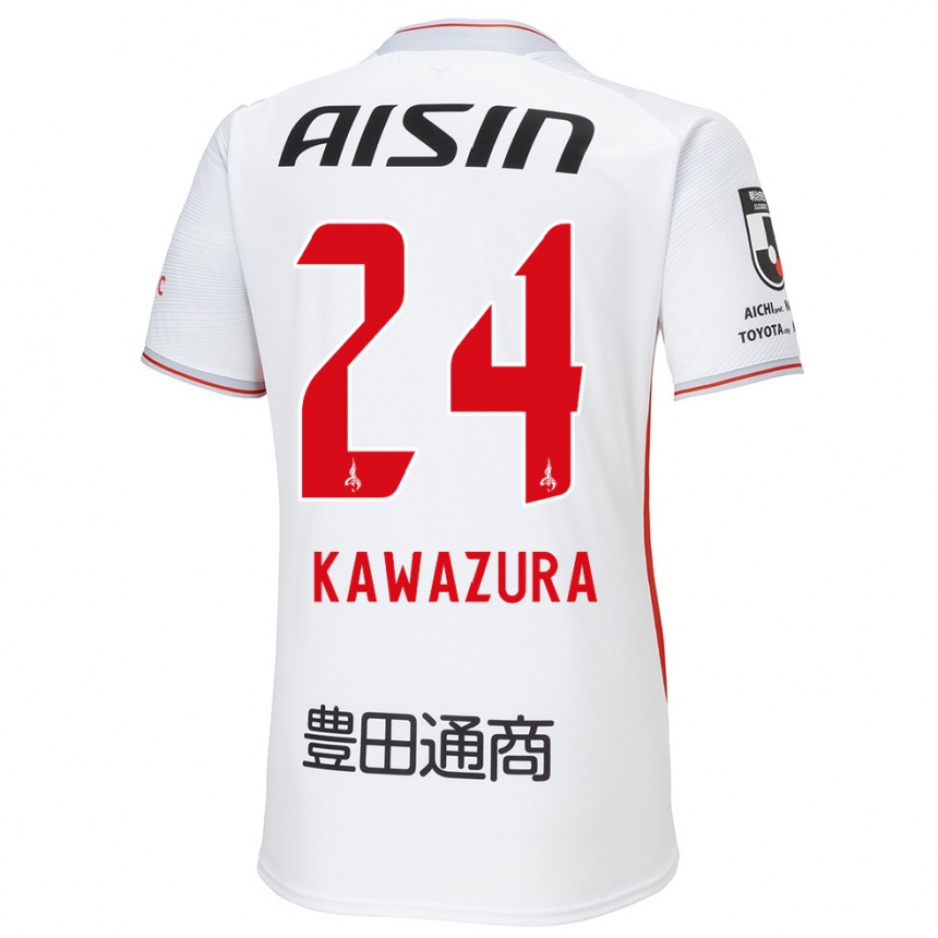 Niño Fútbol Camiseta Akinari Kawazura #24 Blanco Amarillo Rojo 2ª Equipación 2024/25 México