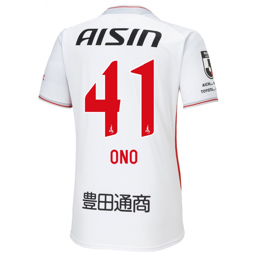 Niño Fútbol Camiseta Masahito Ono #41 Blanco Amarillo Rojo 2ª Equipación 2024/25 México