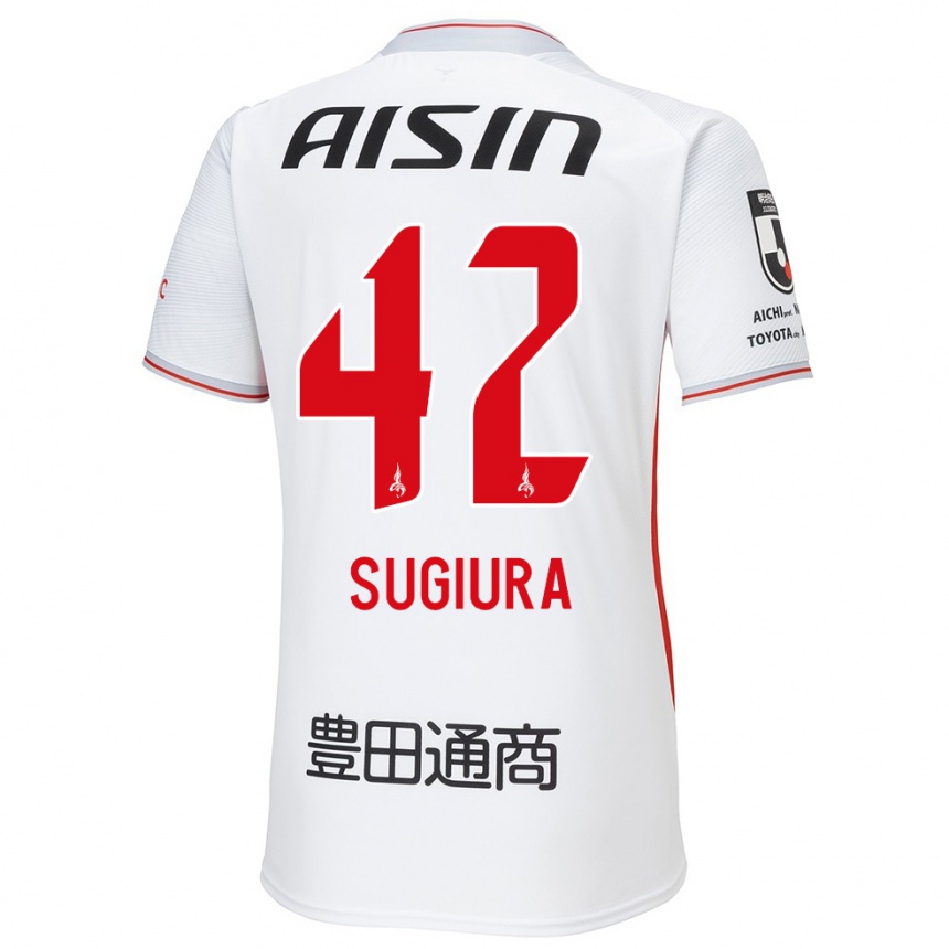 Niño Fútbol Camiseta Shungo Sugiura #42 Blanco Amarillo Rojo 2ª Equipación 2024/25 México