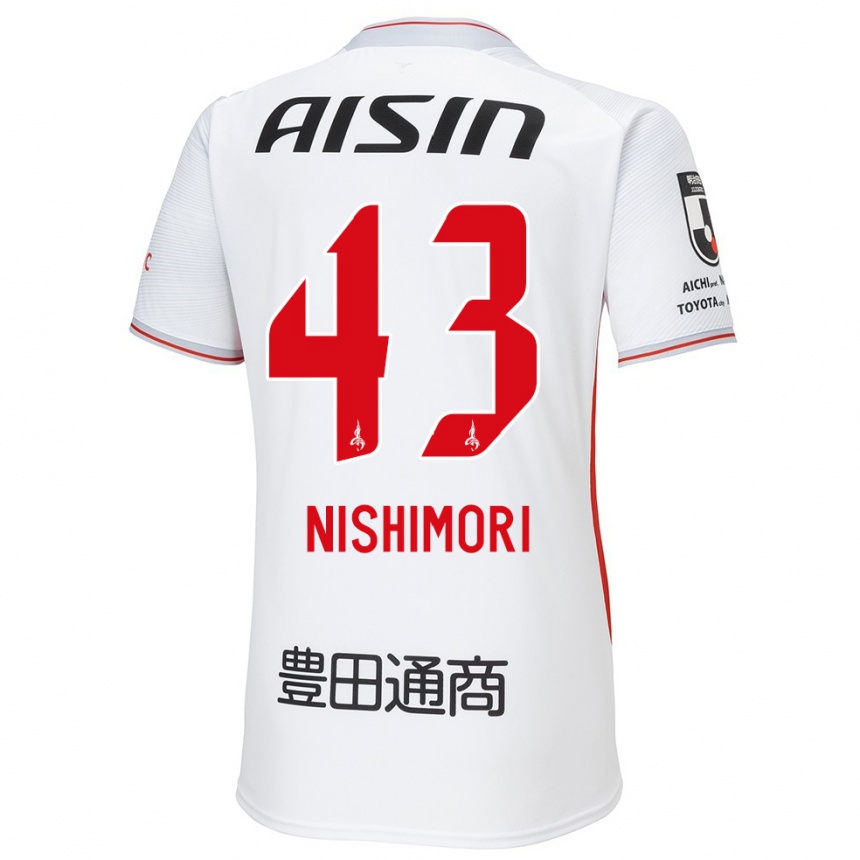 Niño Fútbol Camiseta Yuto Nishimori #43 Blanco Amarillo Rojo 2ª Equipación 2024/25 México