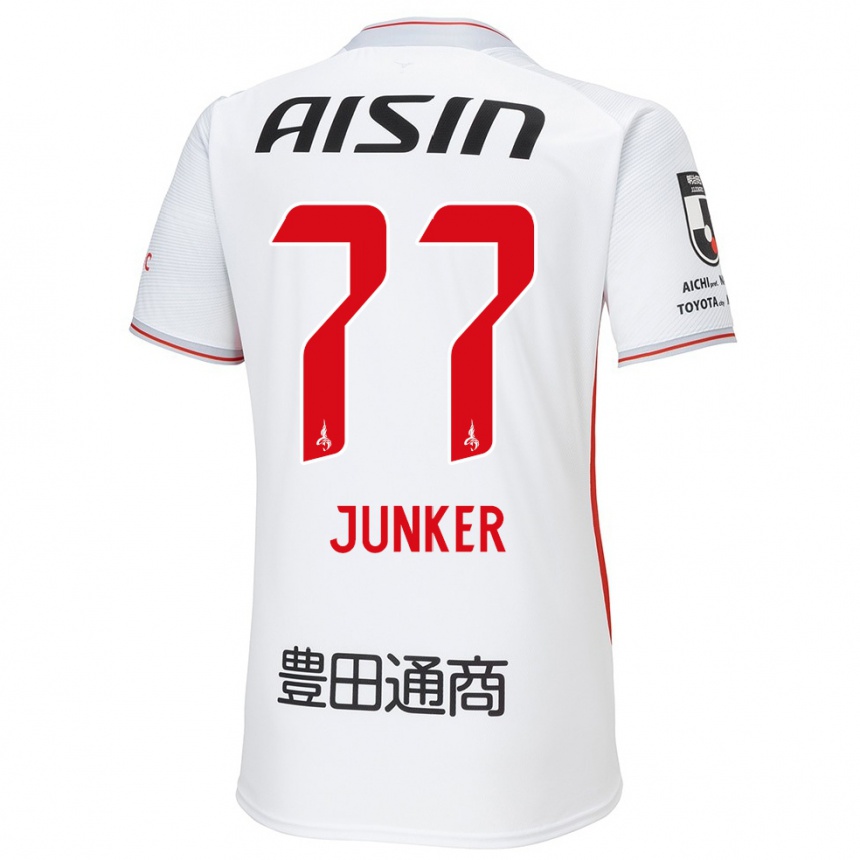 Niño Fútbol Camiseta Kasper Junker #77 Blanco Amarillo Rojo 2ª Equipación 2024/25 México