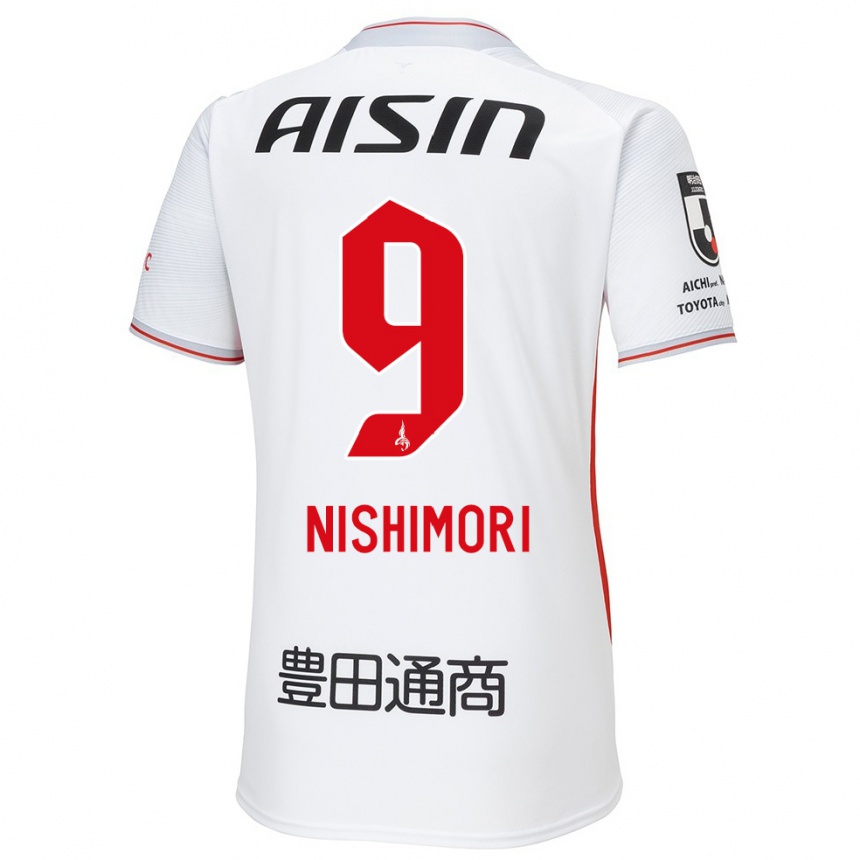 Niño Fútbol Camiseta Naoto Nishimori #9 Blanco Amarillo Rojo 2ª Equipación 2024/25 México