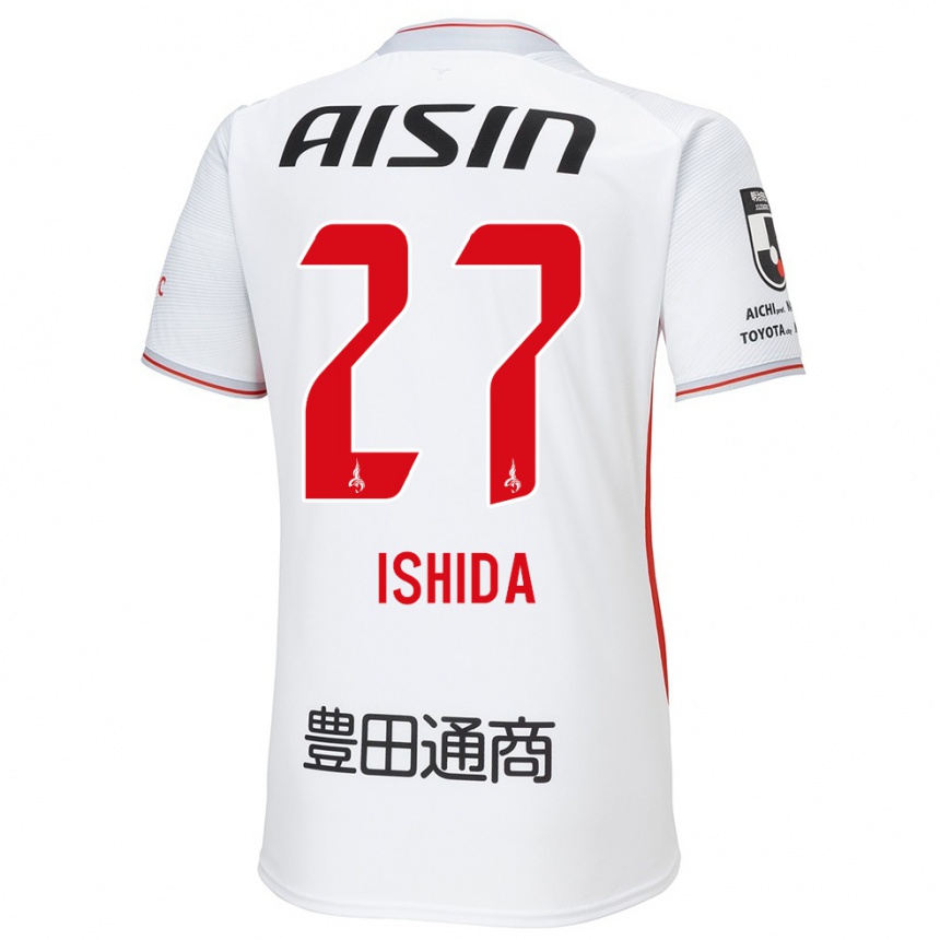 Niño Fútbol Camiseta Kakeru Ishida #27 Blanco Amarillo Rojo 2ª Equipación 2024/25 México