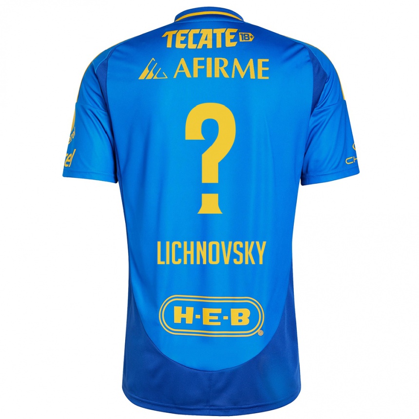 Niño Fútbol Camiseta Igor Lichnovsky #0 Azul Amarillo 2ª Equipación 2024/25 México