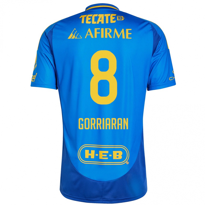 Niño Fútbol Camiseta Fernando Gorriarán #8 Azul Amarillo 2ª Equipación 2024/25 México