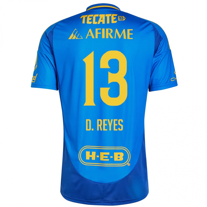 Niño Fútbol Camiseta Diego Reyes #13 Azul Amarillo 2ª Equipación 2024/25 México