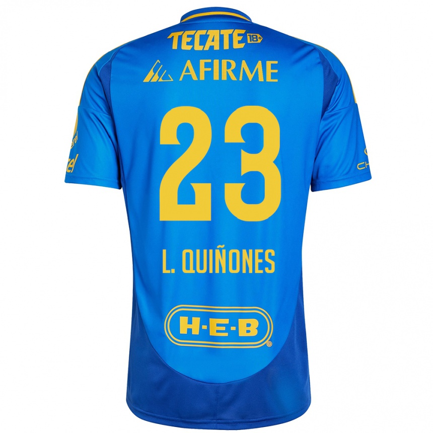 Niño Fútbol Camiseta Luis Quiñones #23 Azul Amarillo 2ª Equipación 2024/25 México