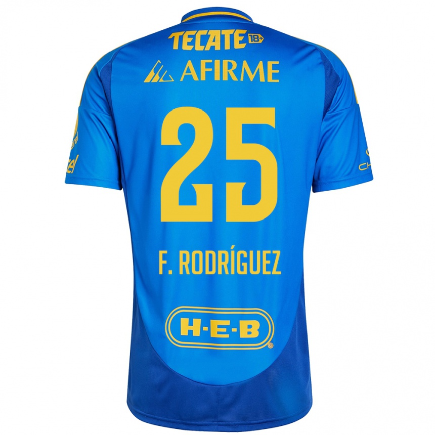 Niño Fútbol Camiseta Felipe Rodríguez #25 Azul Amarillo 2ª Equipación 2024/25 México