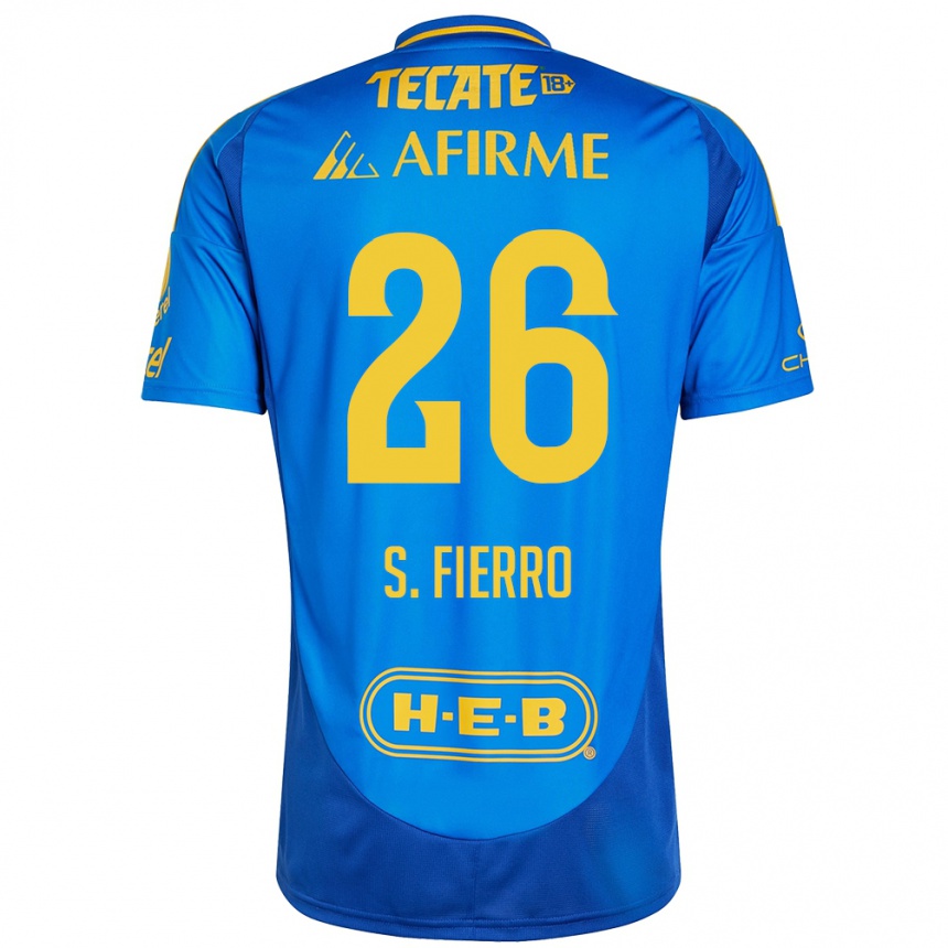 Niño Fútbol Camiseta Sebastián Fierro #26 Azul Amarillo 2ª Equipación 2024/25 México