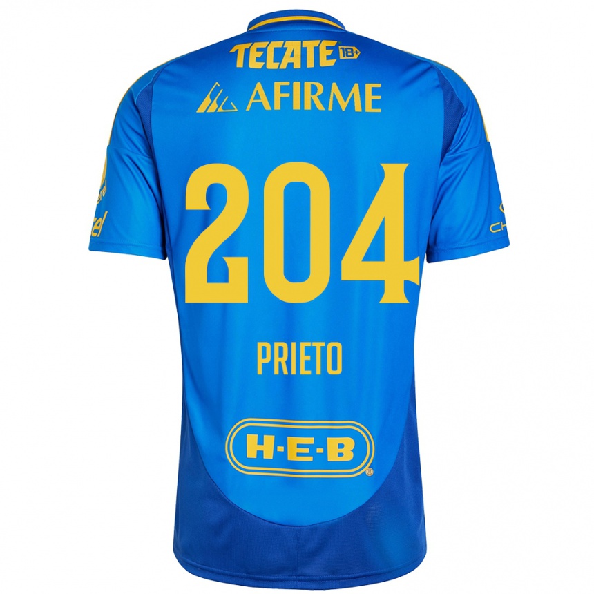 Niño Fútbol Camiseta Leonel Prieto #204 Azul Amarillo 2ª Equipación 2024/25 México