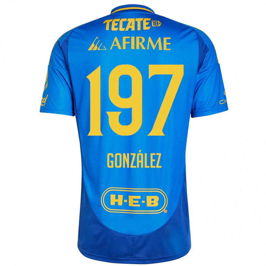 Niño Fútbol Camiseta Germán González #197 Azul Amarillo 2ª Equipación 2024/25 México