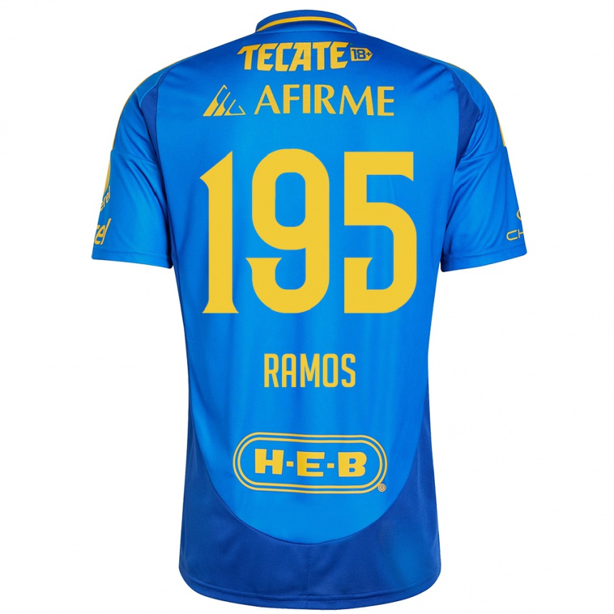 Niño Fútbol Camiseta Rodrigo Ramos #195 Azul Amarillo 2ª Equipación 2024/25 México